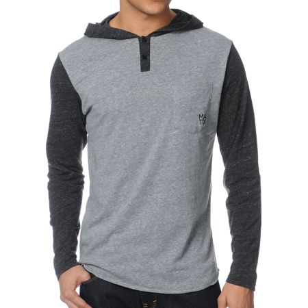 Matix Monostack Charcoal Hooded Henley Shirt