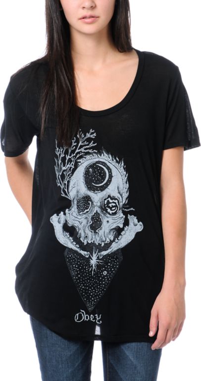 Obey Girls Bryan Proteau Elevations Black Beau Tee Shirt