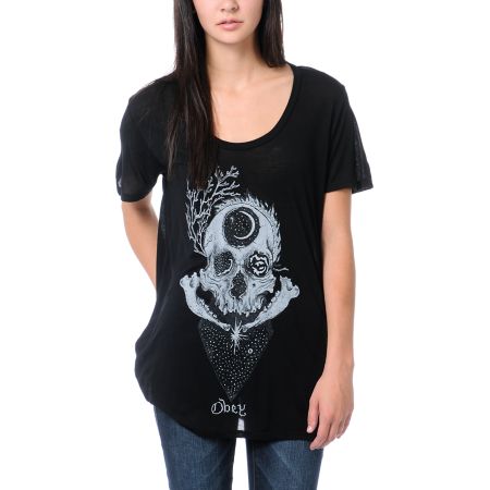 Obey Girls Bryan Proteau Elevations Black Beau Tee Shirt