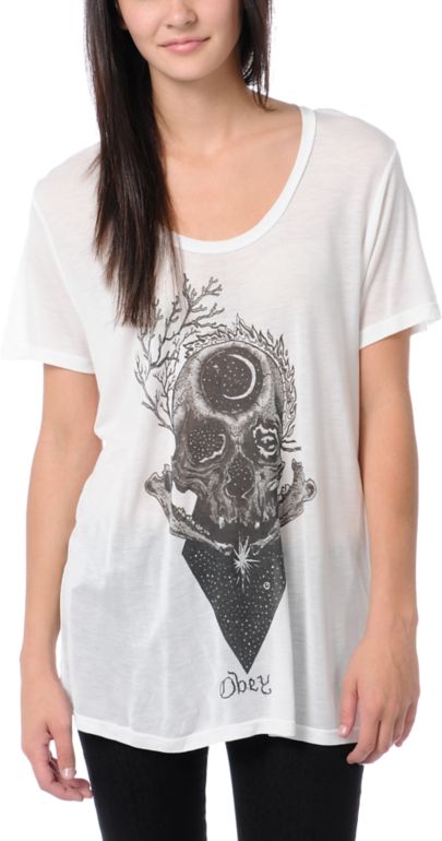 Obey Girls Bryan Proteau Elevations White Beau Tee Shirt