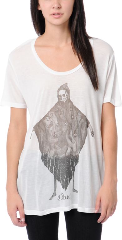 Obey Girls Bryan Proteau Eye Cloak White Beau Tee Shirt