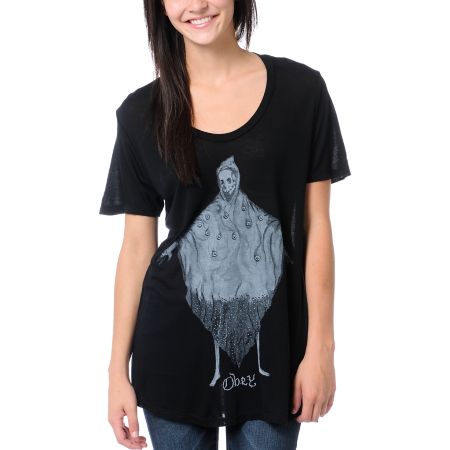 Obey Girls Bryan Proteau Eye Cloak Black Beau Tee Shirt