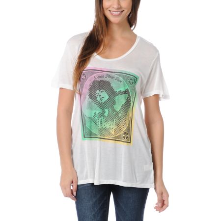 Obey Girls Dance Floor Riot White Beau Tee Shirt