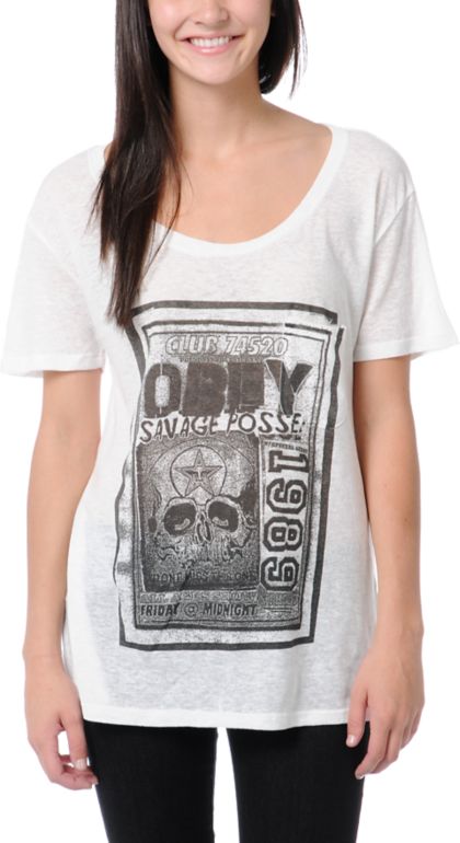 Obey Punk Flyer White Nubby Throwback Tee Shirt