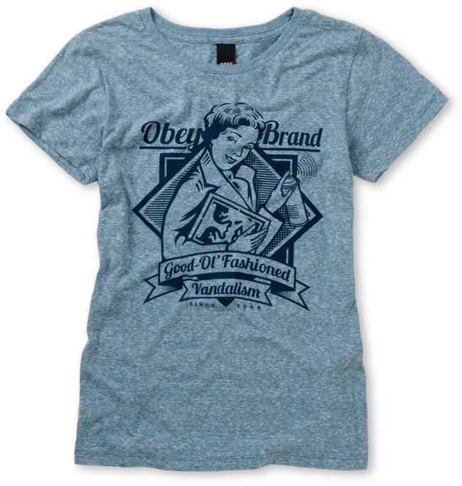 Obey Brandalism Heather Blue Tee Shirt