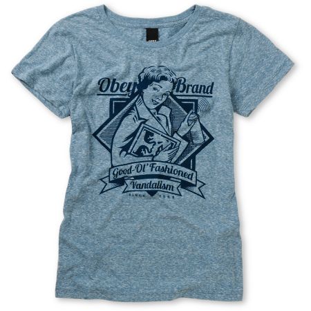 Obey Brandalism Heather Blue Tee Shirt