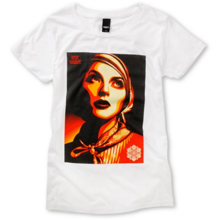 Obey Girls Rise Above Rebel White Tee Shirt
