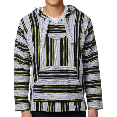 Senor Lopez White, Black, Olive & Lime Poncho