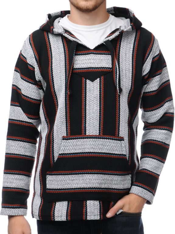 Senor Lopez Black, White & Red Poncho