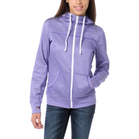 Empyre Girls Essential Heather Purple Full Zip Tech Fleece Jacket