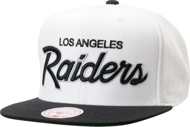 NFL Mitchell and Ness Raiders Script BOTB White Snapback Hat