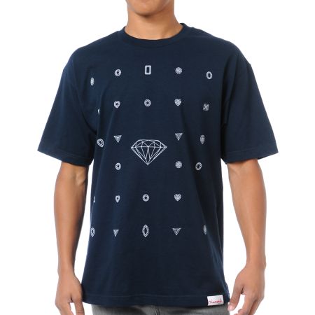 Diamond Supply Many Diamonds Navy Blue Tee Shirt
