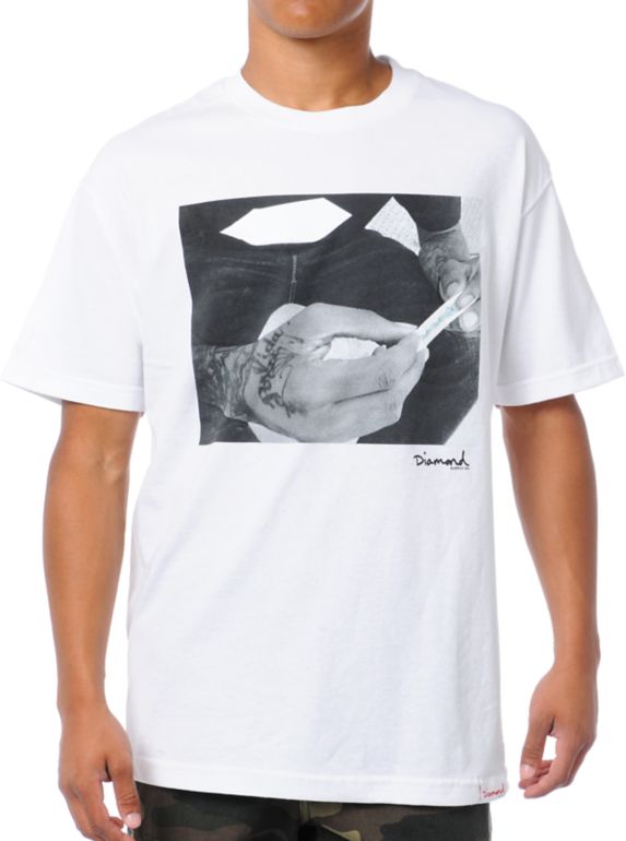 Diamond Supply Rollin Diamonds White Tee Shirt