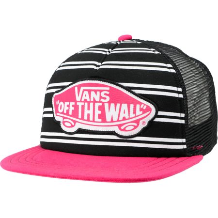 Vans Girls Skimmer Black & Pink Trucker Hat
