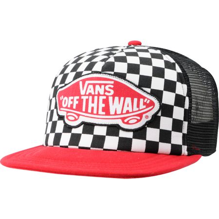 Vans Girls Checker Black & Red Trucker Hat