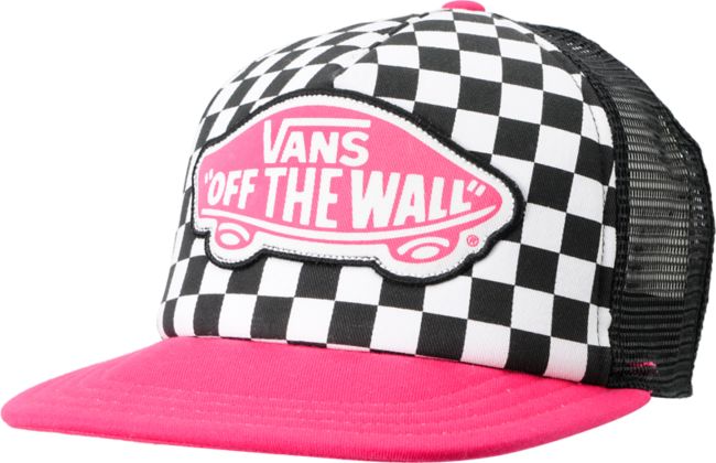 Vans Beach Girl Checker Black & Pink Snapback Trucker Hat