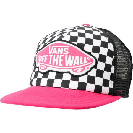 Vans Beach Girl Checker Black & Pink Snapback Trucker Hat