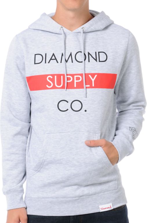 Diamond Supply Bar Grey Pullover Hoodie