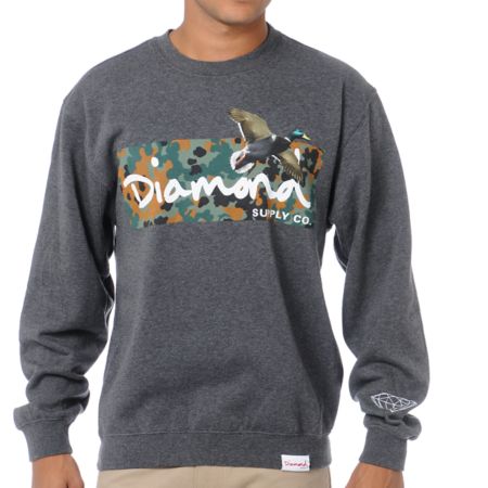 Diamond Supply Hunters Charcoal Crew Neck Sweatshirt