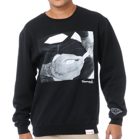 Diamond Supply Rollin Diamonds Black Crew Neck Sweatshirt