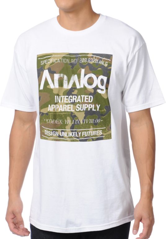 Analog Robbed Camo Block White Tee Shirt
