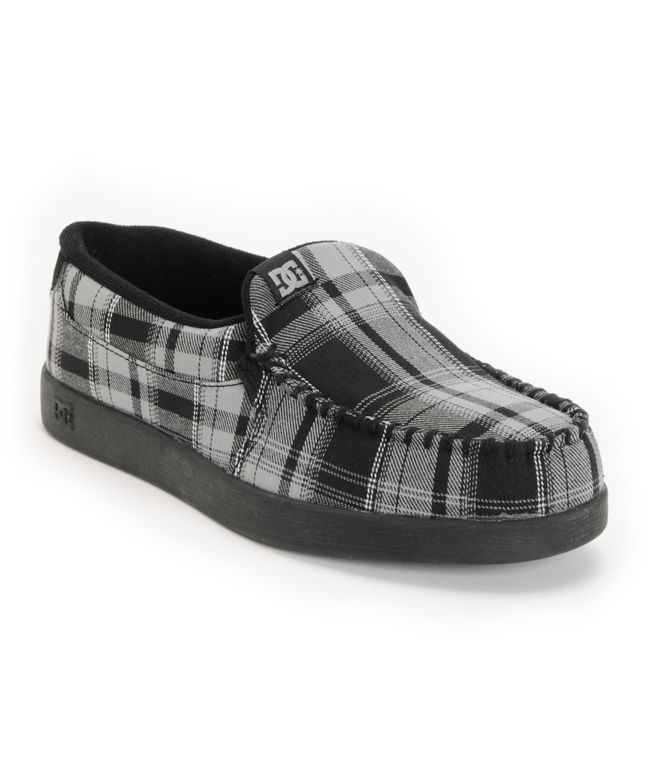 DC Villain TX Grey & Black Plaid Slippers