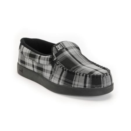 DC Villain TX Grey & Black Plaid Slippers