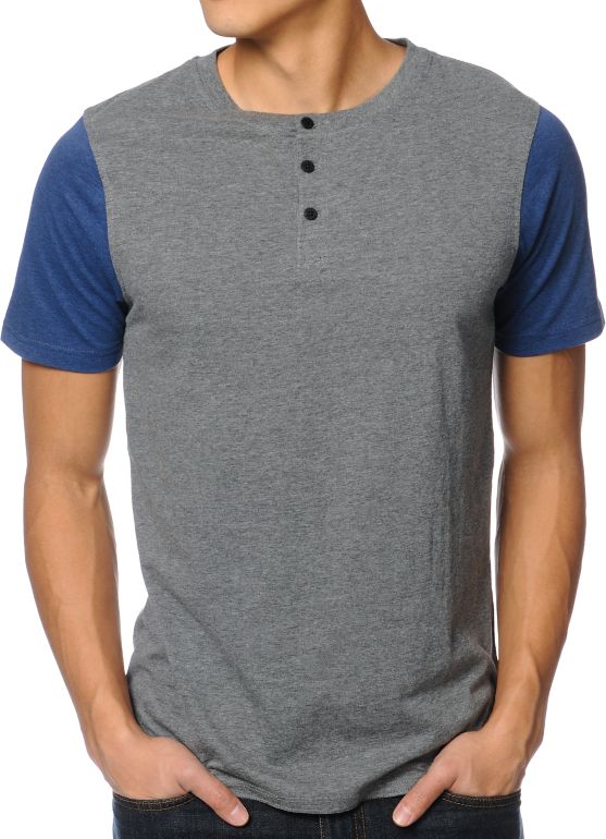 Dravus Ball Park Grey Henley Tee Shirt