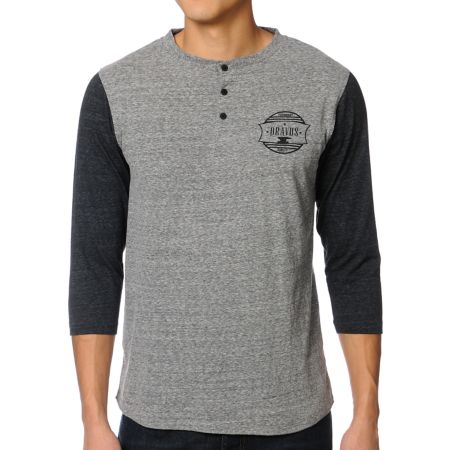 Dravus Shop Grey Henley Baseball Tee Shirt