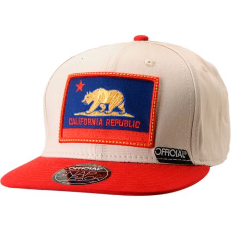 Official Cali Authentic Beige & Red Snapback Hat