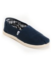 Toms Classic Navy Blue Canvas Slip-On Kids Shoe