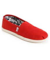 Toms Classic Red Canvas Slip-On Kids Shoe