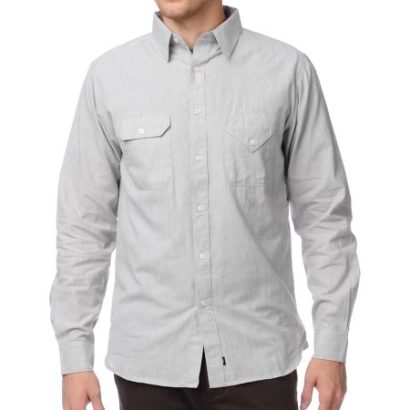 Matix x Diamond Supply Davis DMND Grey Long Sleeve Button Up Shirt 