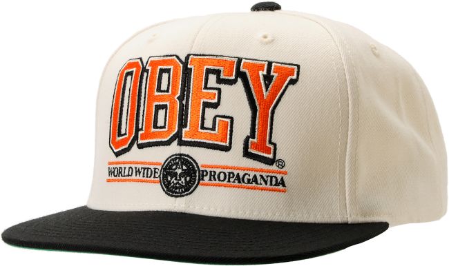 Obey Athletics Natural White & Orange Snapback Hat