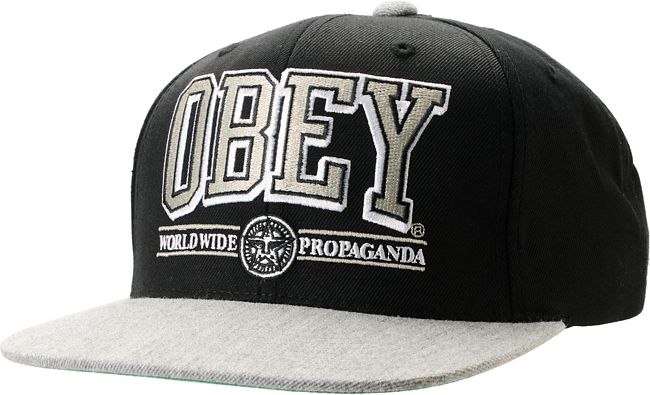 Obey Athletics Black & Heather Grey Snapback Hat
