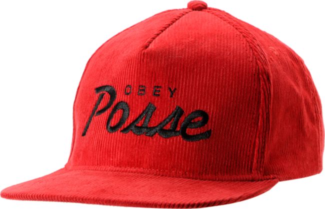 Obey Postgame Red Corduroy Snapback Hat