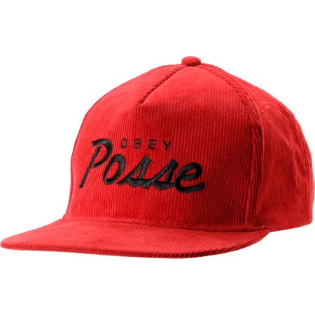 Obey Postgame Red Corduroy Snapback Hat