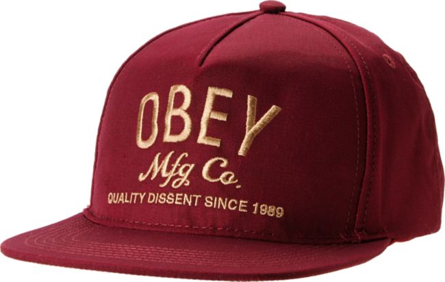 Obey MFG Burgundy Red Snapback Hat