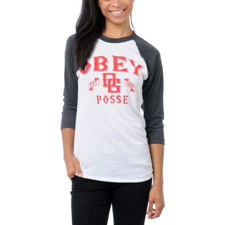 Obey Girls Sand Lot Baseball Tee Shirt