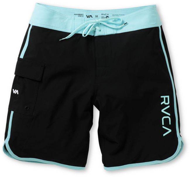 RVCA Eastern 20 Black & Aqua Board Shorts