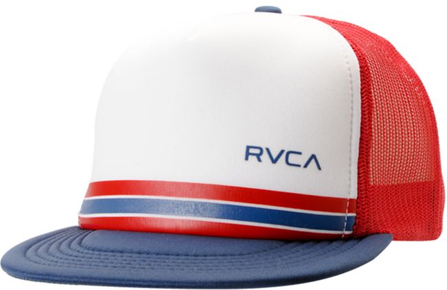 RVCA Barlow Red, White & Navy Trucker Snapback Hat