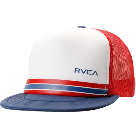 RVCA Barlow Red, White & Navy Trucker Snapback Hat