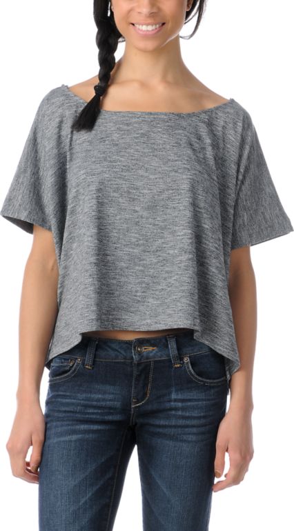 Element Bohemian Heather Black Knit Crop Top