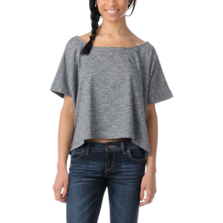Element Bohemian Heather Black Knit Crop Top