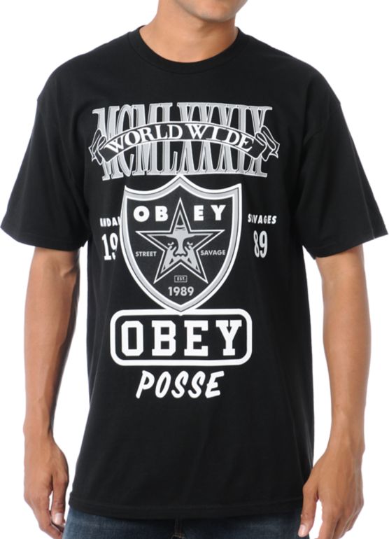 Obey Super Brawl Black Tee Shirt