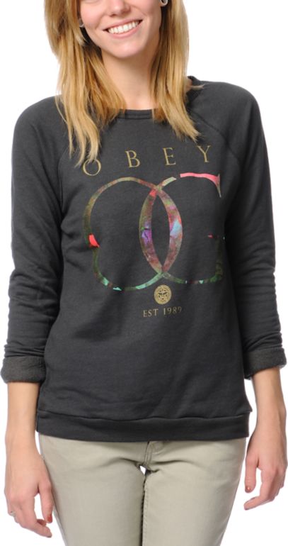 Obey OG Rose Gold Charcoal Grey Crew Neck Top