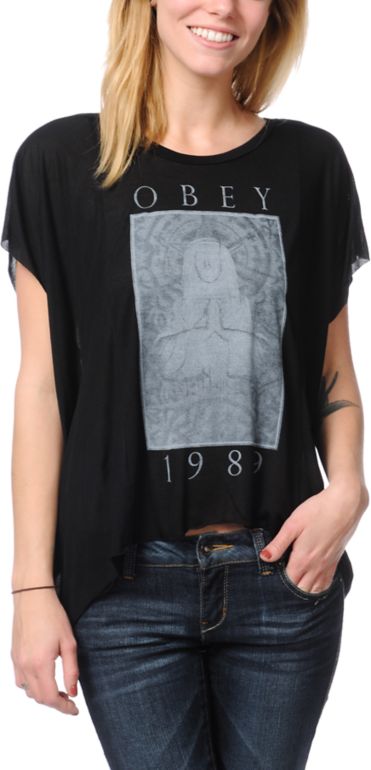 Obey Death 89 Black Straight Line Top