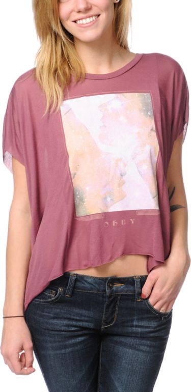 Obey Star Dust Berry Pink Straight Line Top
