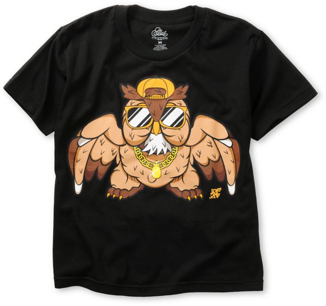 A-Lab Boys Big Owln Black Tee Shirt