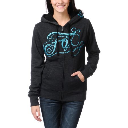 Fox Girls Drift Charcoal Sherpa Fleece Hoodie